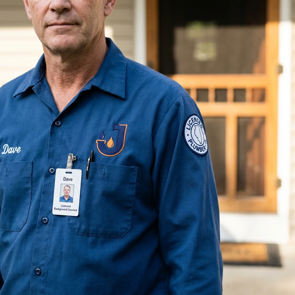 Licensed plumber showing ID badge in South Saint Paul, MN
