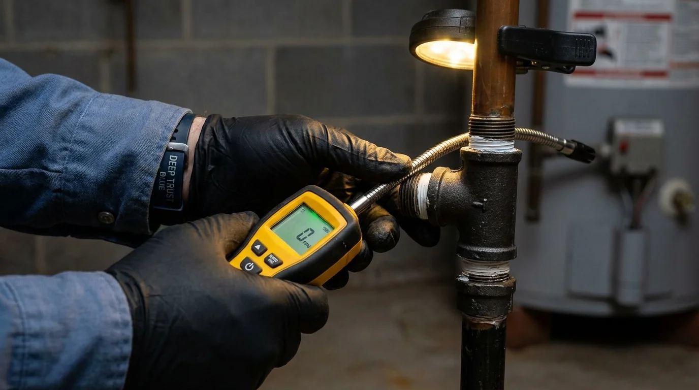 Gas leak detection with electronic sniffer by Johns Plumbing LLC in South Saint Paul