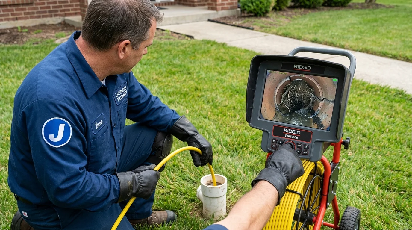 Sewer camera inspection being performed by Johns Plumbing LLC in South Saint Paul