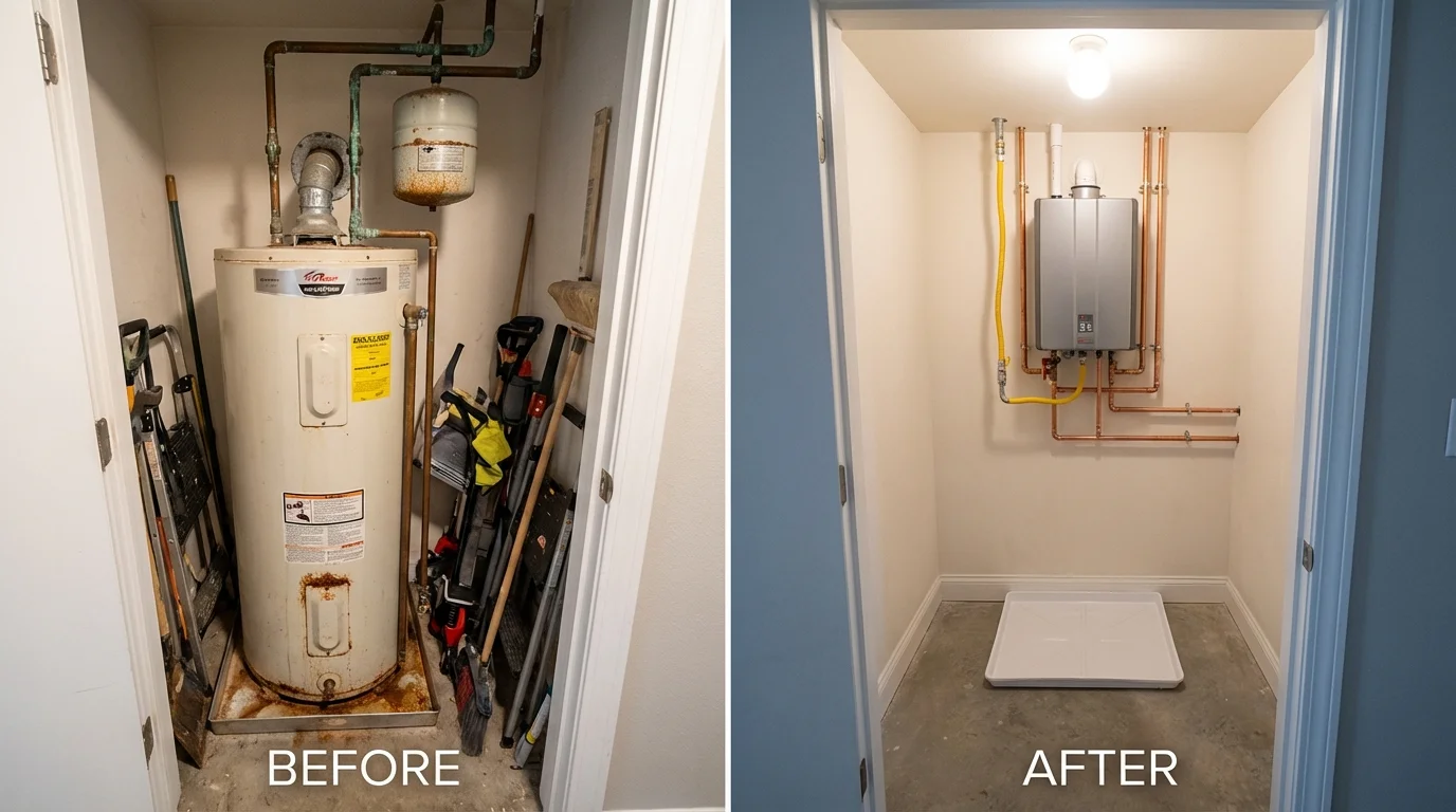 Tank water heater versus wall-mounted tankless unit comparison for South Saint Paul, MN homeowners