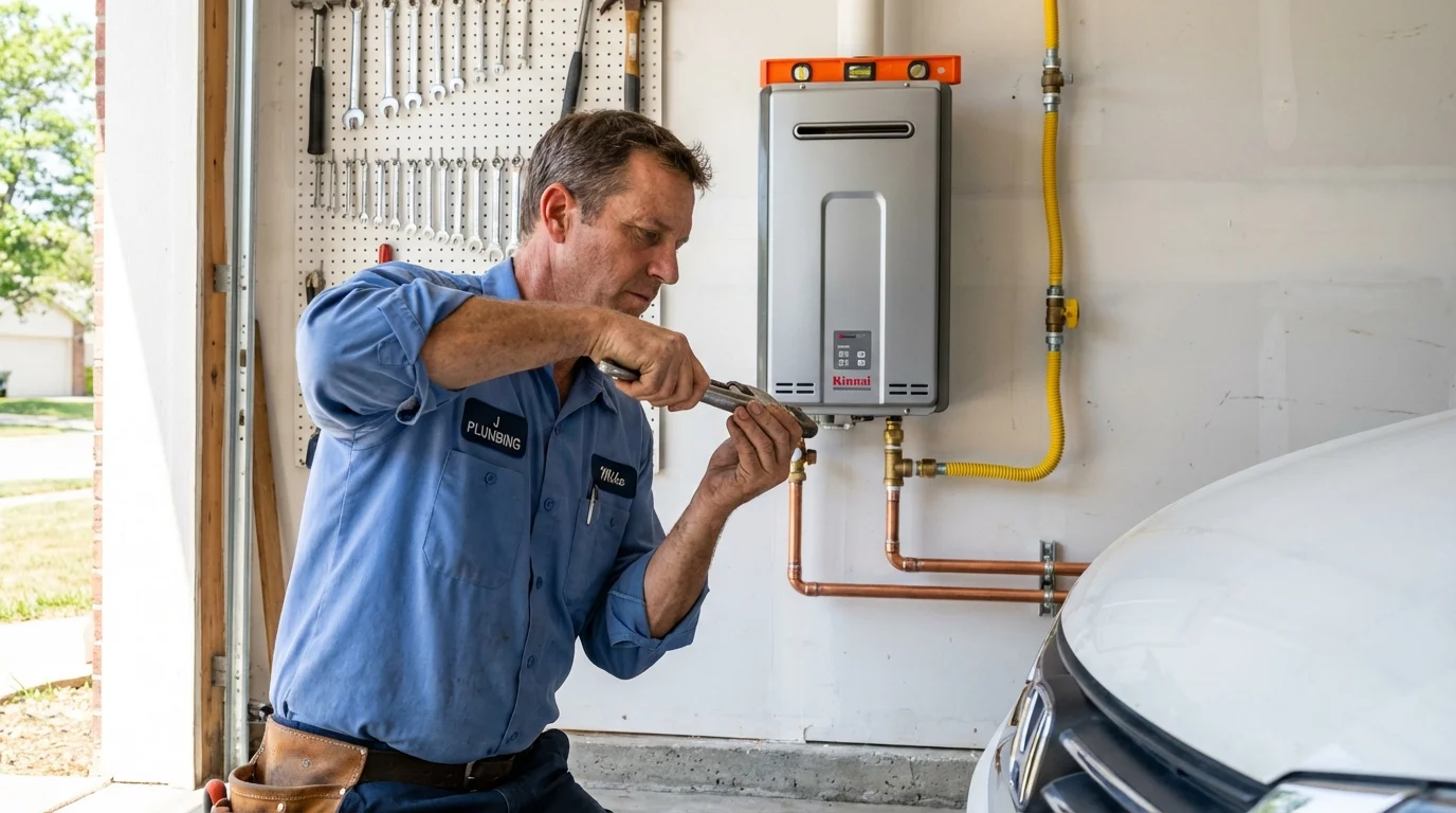 Tankless water heater installation by a Johns Plumbing LLC plumber in South Saint Paul